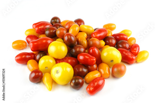 colorful cherry tomato isolated on white background