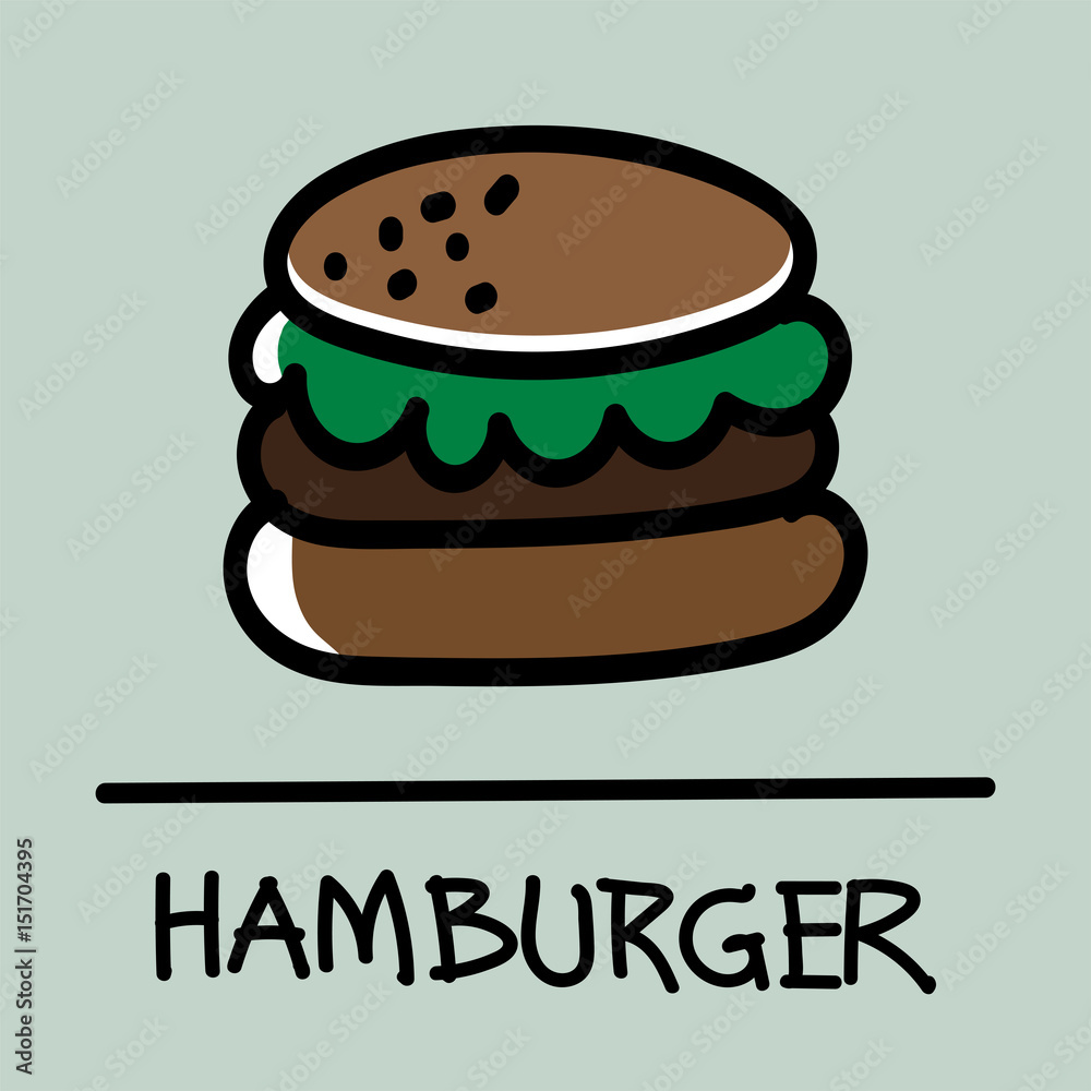hamburger hand-drawn style,Vector illustration. hamburger hand-drawn style,Vector illustration.