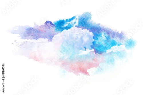 Watercolor illustration of sky with cloud.