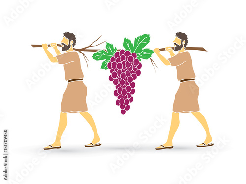 Two spies of Israel carrying grapes of Canaan graphic vector