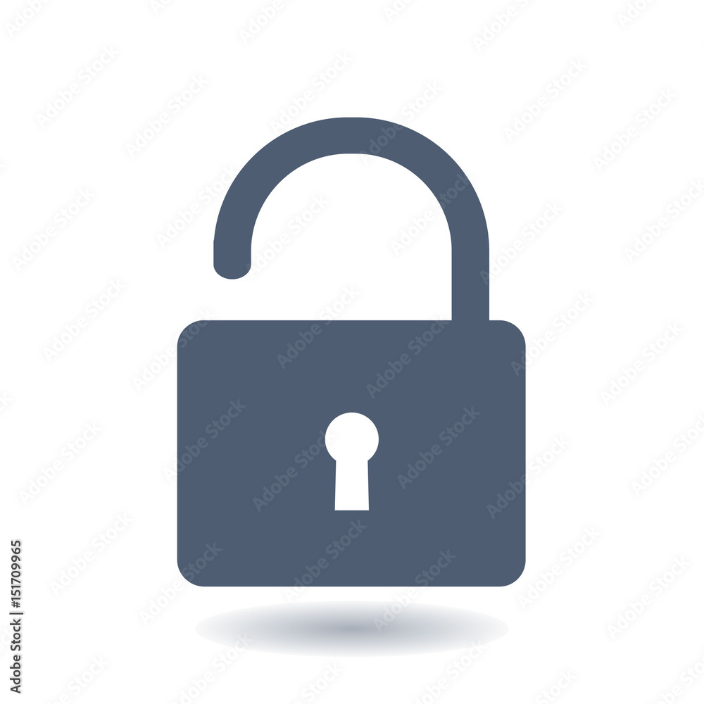 Unlock icon. Flat design style. Access to the user. Unlock icon. Flat design style. Access to the user.