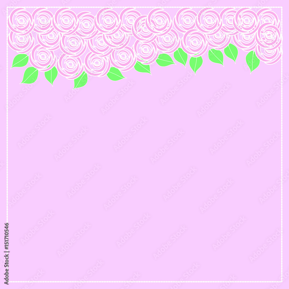 Fototapeta premium Pink roses background on white with copy space