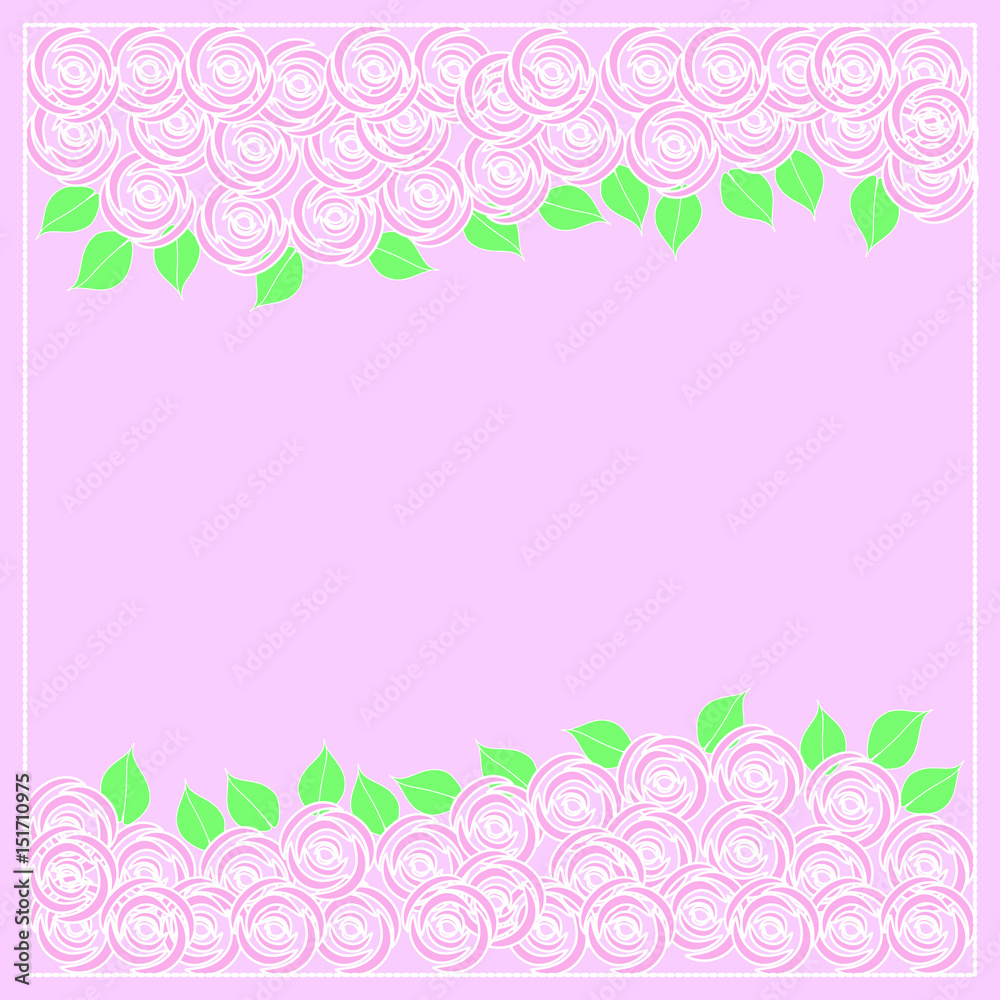 Pink roses background on white with copy space Pink roses background on white with copy space