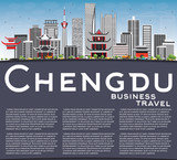 Chengdu Skyline with Gray Buildings, Blue Sky and Copy Space.