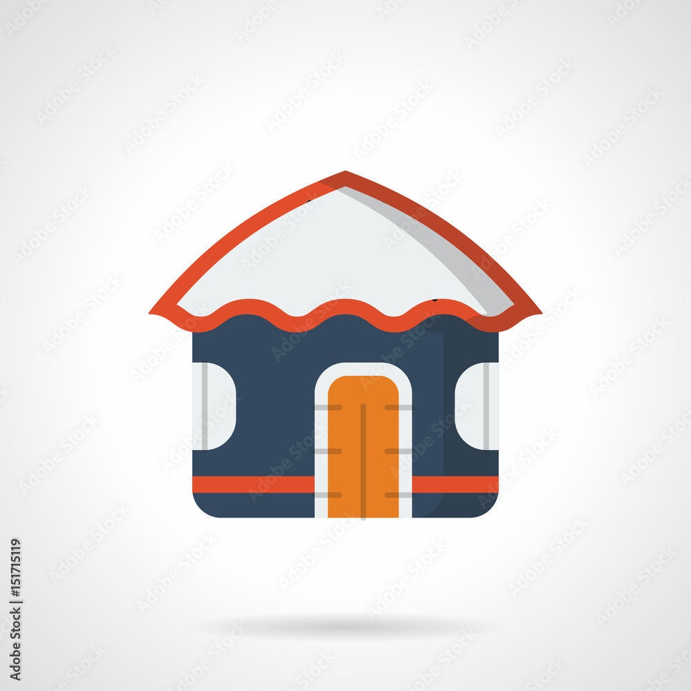 Fotografie Sea vacations hut flat color vector icon