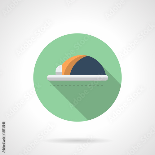 Workshop hard hat flat round vector icon
