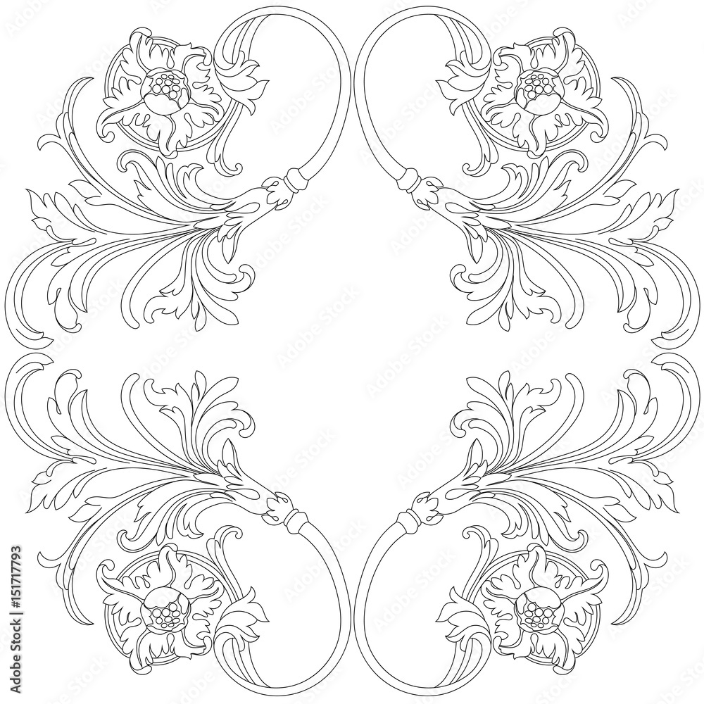 Vintage baroque ornament, corner. Retro pattern antique style acanthus. Decorative design element filigree calligraphy vector. - stock vector