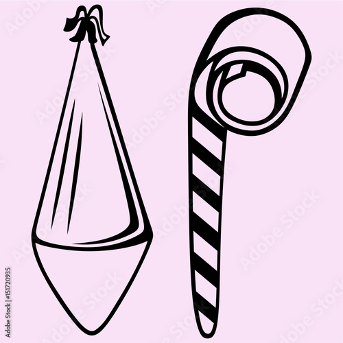 Party hat noisemaker vector silhouette isolated