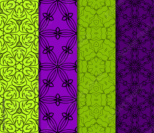 set of 4 elemets geometric seamless pattern. abstract floral ornament. vector illustration