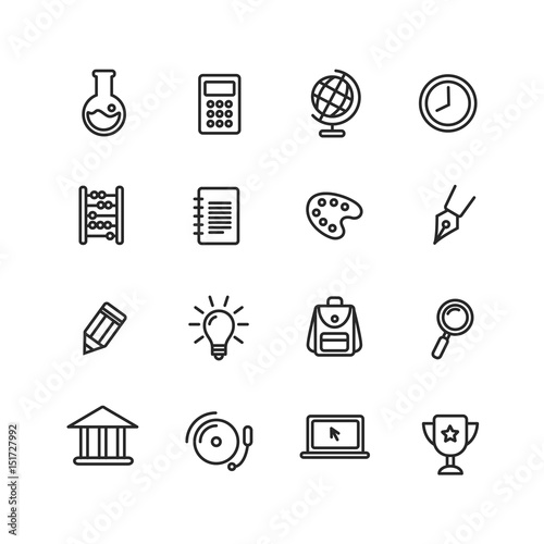 School and education. Line icon set.