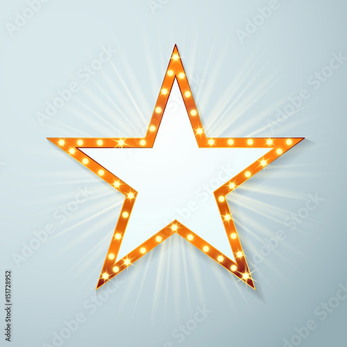 Bright light bulb cinema star symbol layout