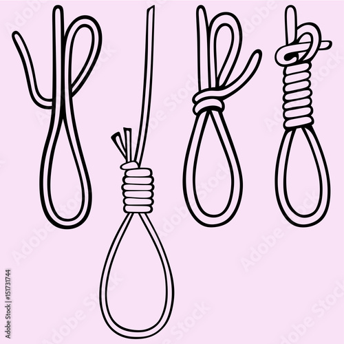 set of the noose vector silhouette isolated