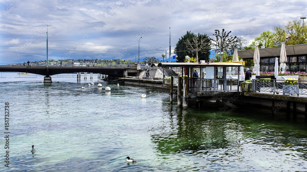 Views of leman lake in Geneva, Switzerland