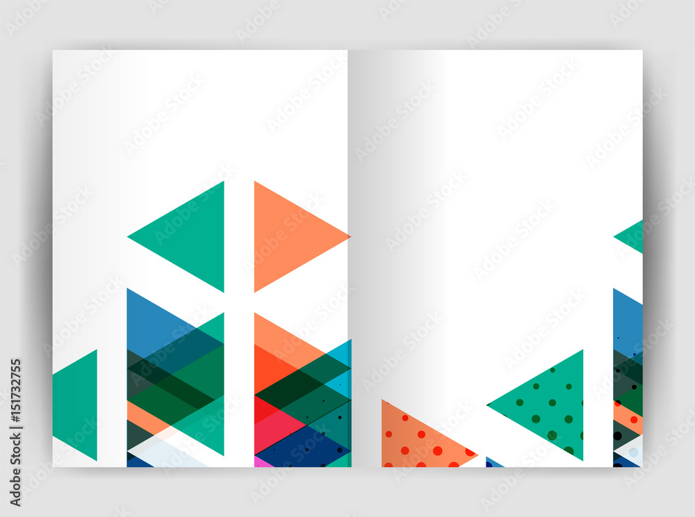 Vector triangle business annual report cover print template