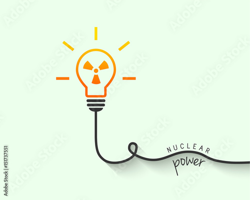 Nuclear power concept with light bulb and radiation symbol inside