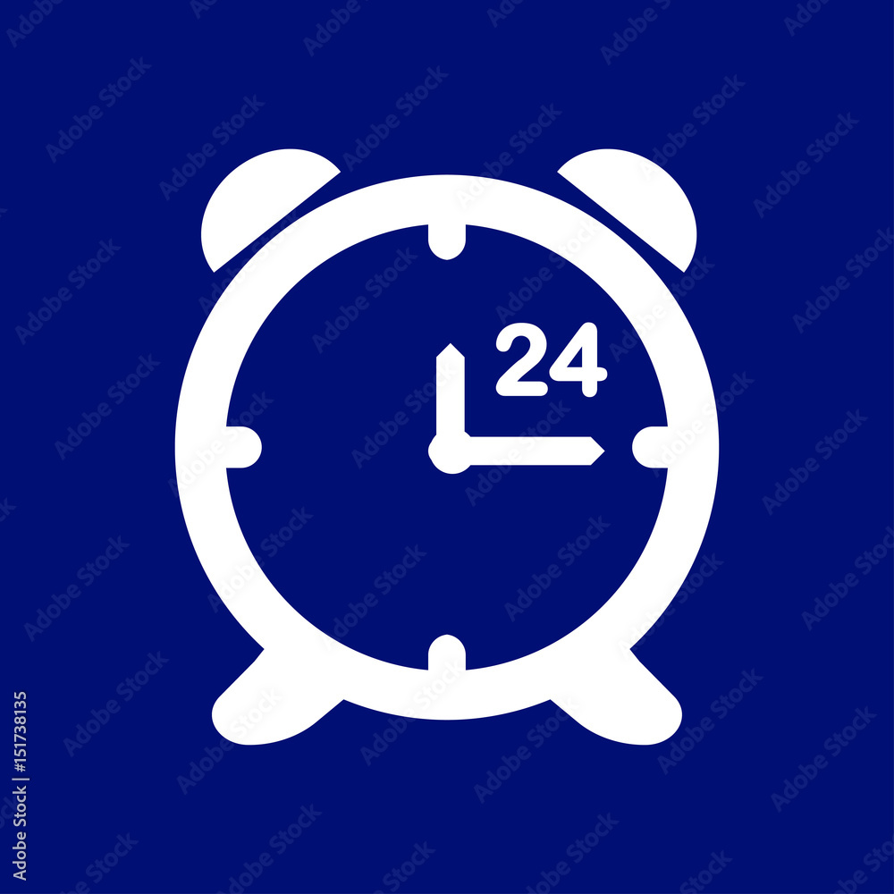 Open hours a day. Clock face. Flat design style. Open hours a day. Clock face. Flat design style.