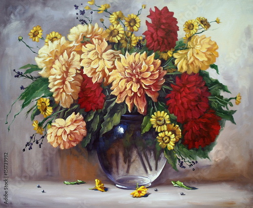 oil paintings still life, flowers