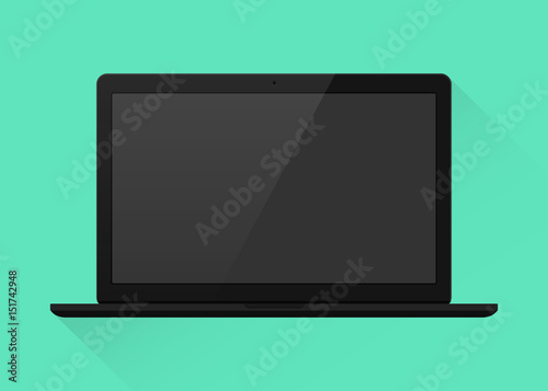 Laptop schwarz Icon Flat Design Vektor Grafik