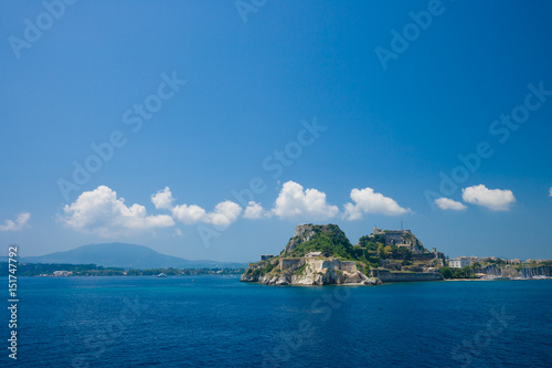 Hellenic temple and old castle at Corfu island © Netfalls