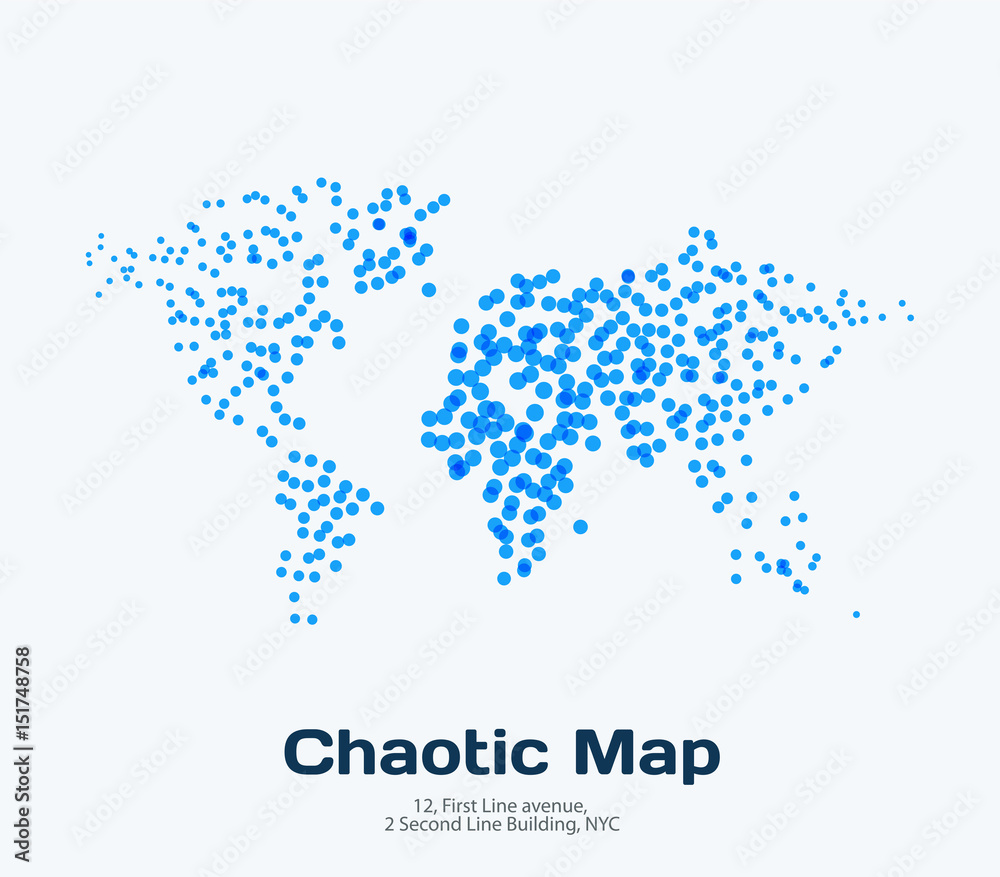 Fototapeta premium Vector world map with rounds, spots, dots for business templates