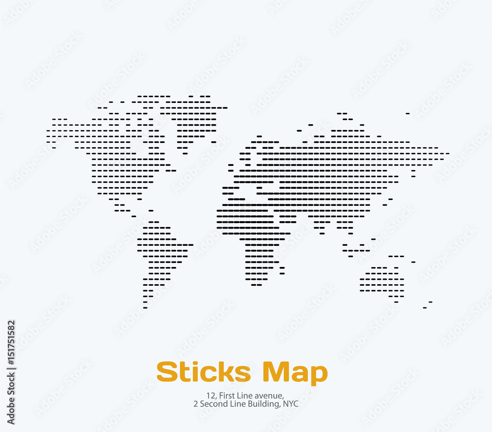 Fototapeta premium Vector world map with sticks, lines for business templates, broc