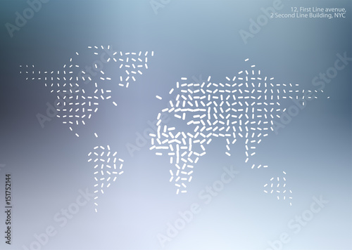 Vector world map with sticks, lines for business templates, broc