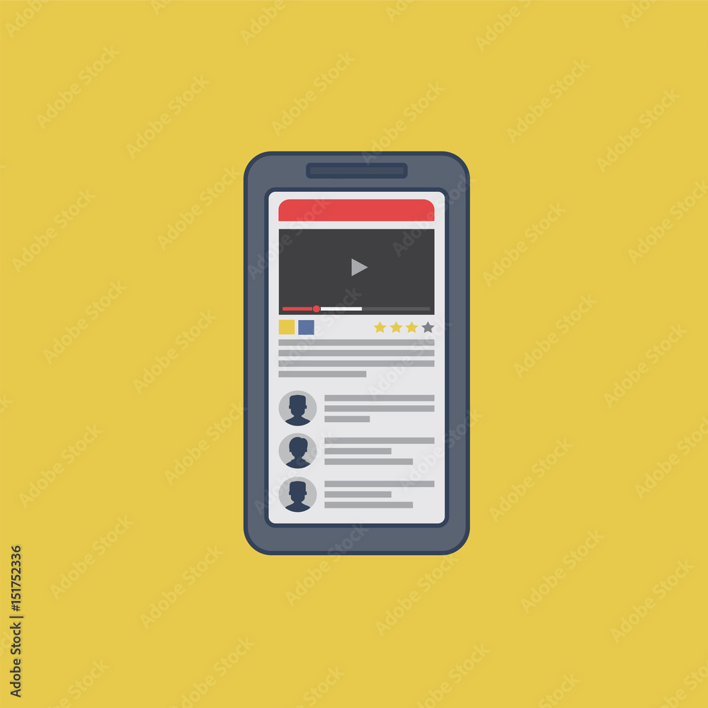 Video app on smartphone - illustration, vector
Video app on smartphone - illustration, vector