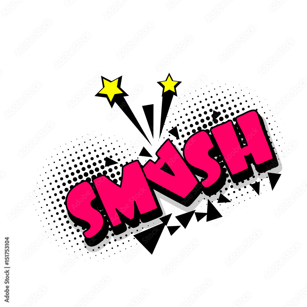 Lettering smash, star, boom explosion. Comics book balloon. Bubble icon  speech phrase. Cartoon font label tag expression. Comic text sound effects.  Sounds vector illustration. Stock Vector | Adobe Stock