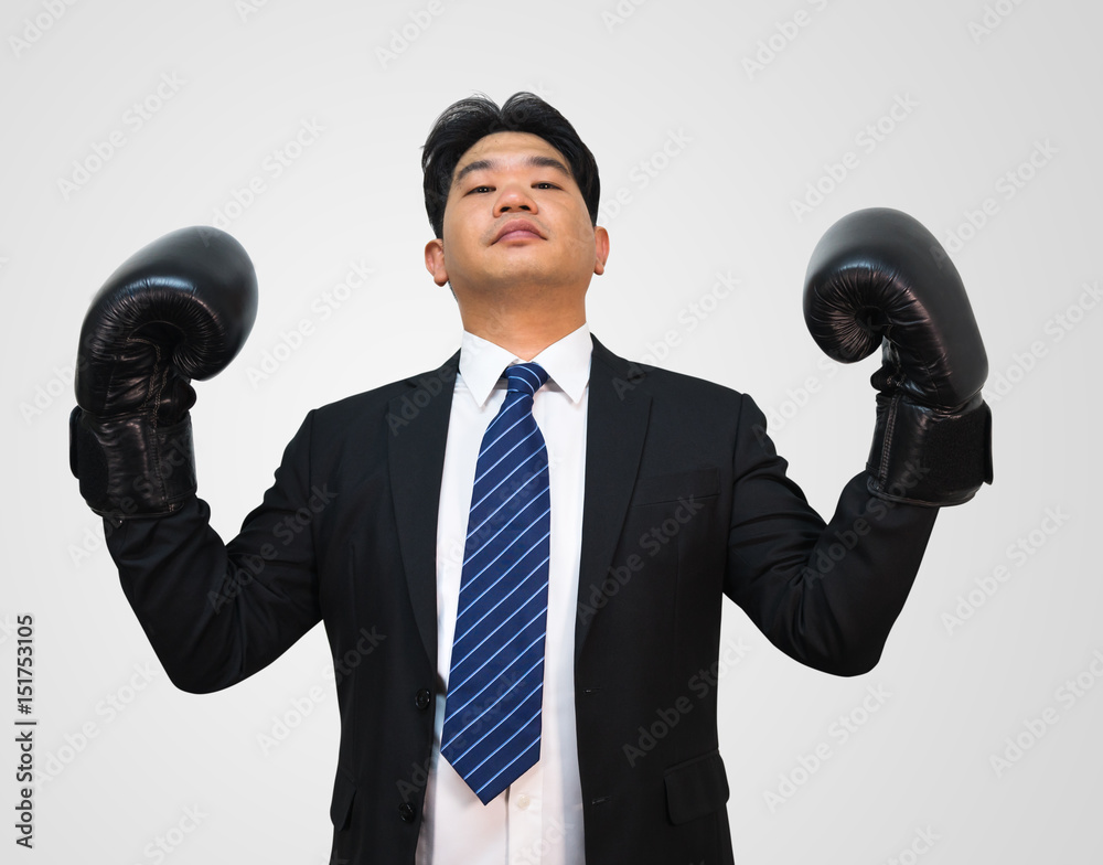 Naklejka premium Business man with gloves