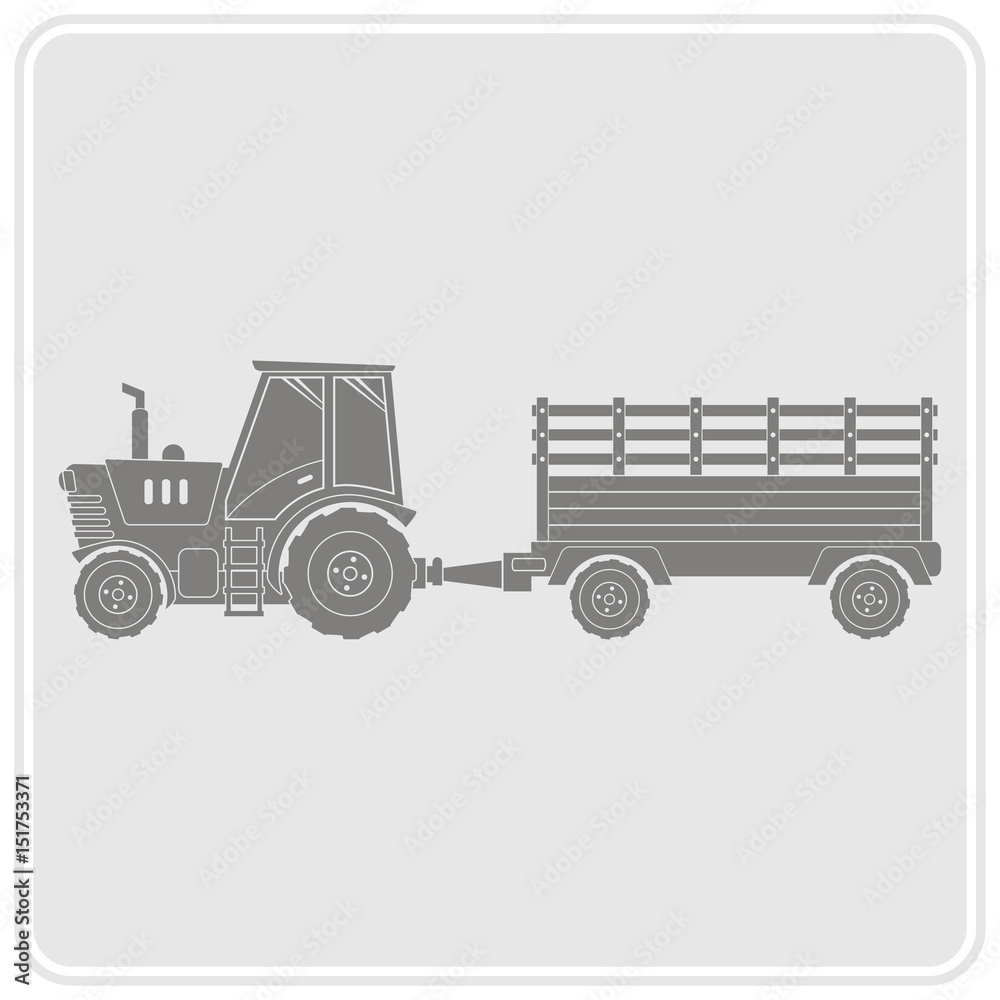  icon with farm tractor and trailer for your design