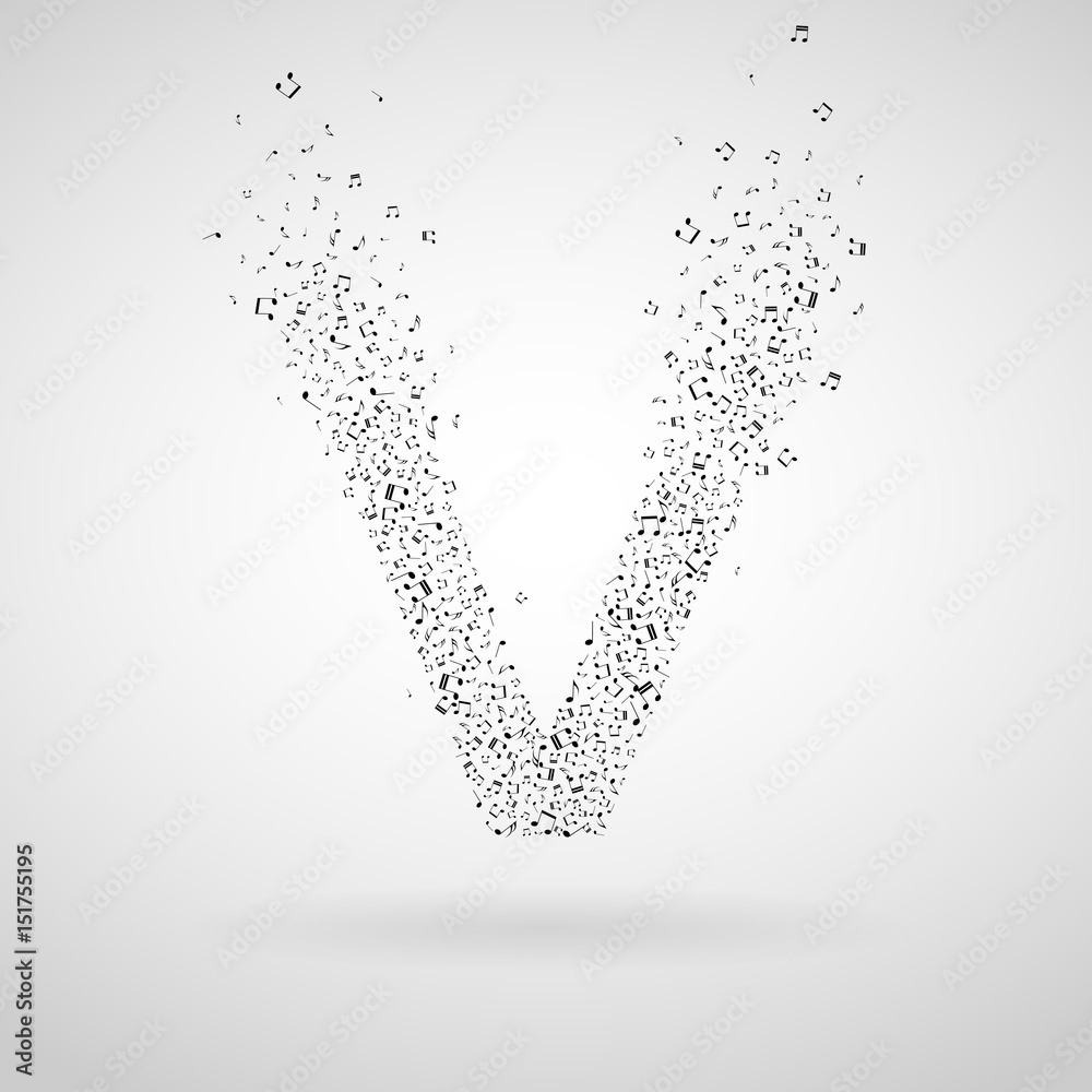 Letter V made from floating music notes Stock Vector | Adobe Stock