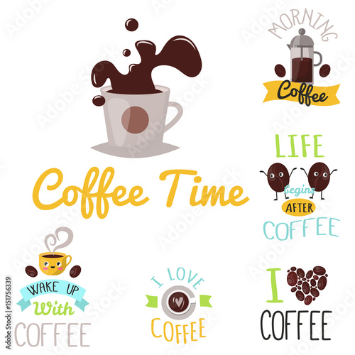 Coffee badge food design hand drawn calligraphic lettering restaurant sticker...