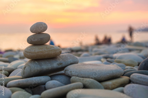 stack of zen stones on beach