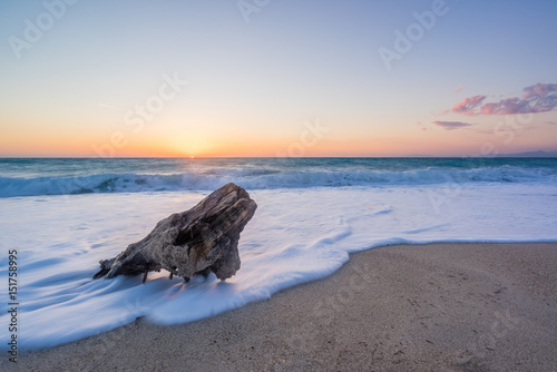 Sunset at Agios Ioannis beach in Lefkada Greece