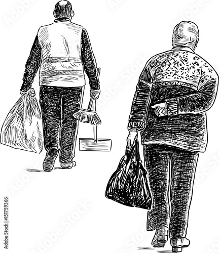 sketch of the casual city pedestrians