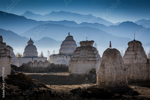 Obraz na płótnie Buddhist stupas at Shey village in the Indian Himalaya
