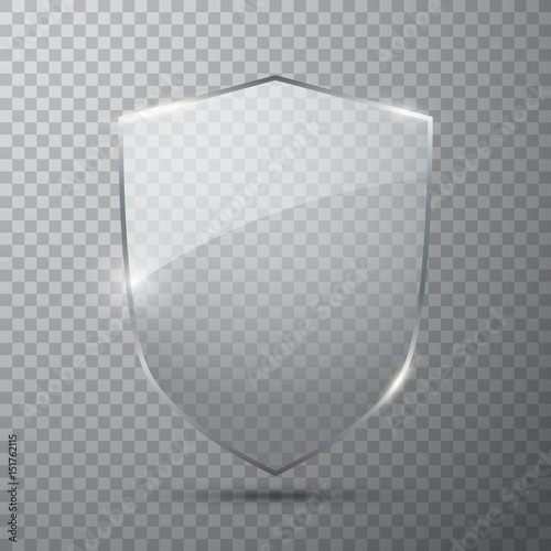 Transparent glass shield, vector illustration