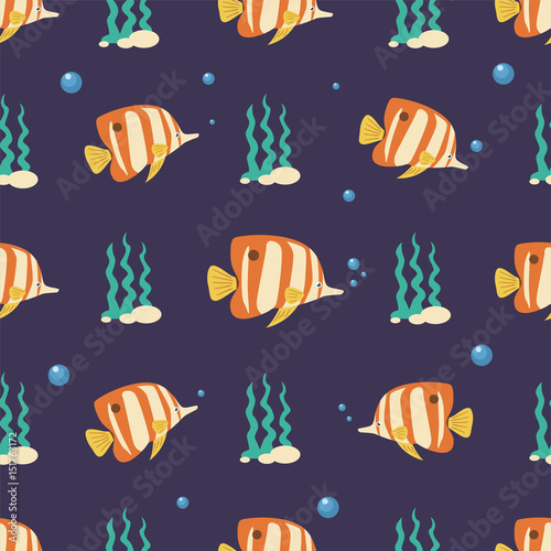 Copperband Butterflyfish Seamless Pattern