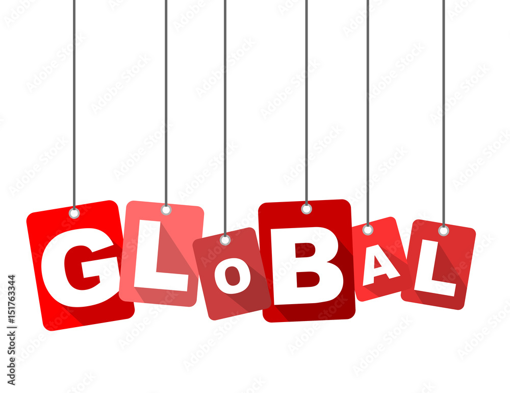 Red vector flat design background global. It is well adapted for web design.