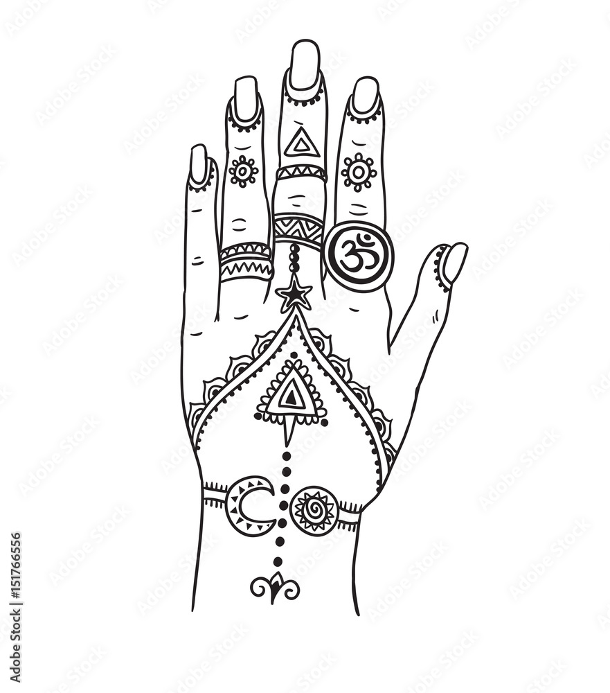 Magic esoteric astrology outline hand hold star tattoo design Vector  illustration 4571942 Vector Art at Vecteezy