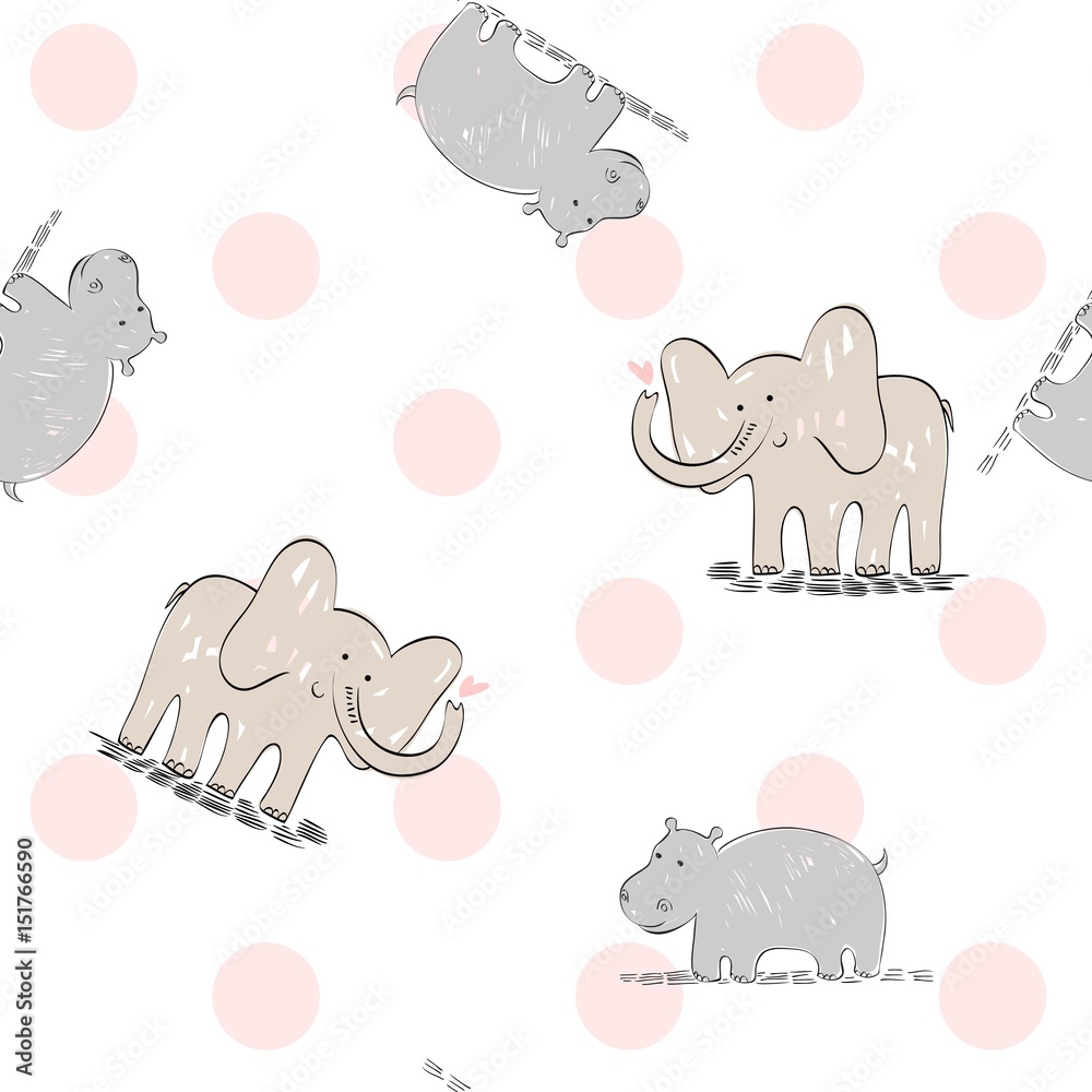 Fototapeta premium vector hand draw seamless pattern with animals