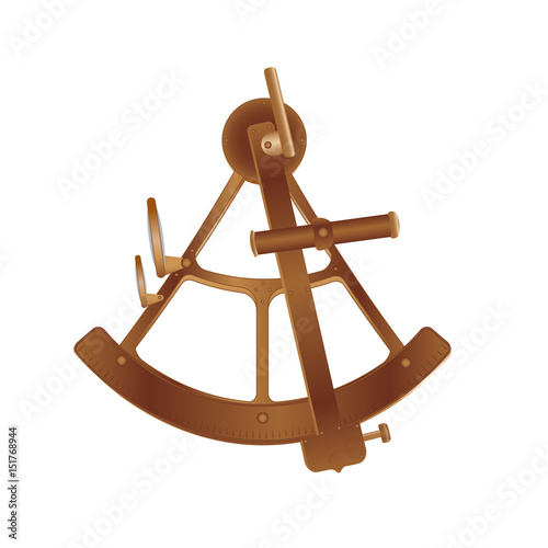 vector illustration. old bronze sextant isolated on white background