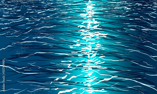 Water surface with sun glare in vector.