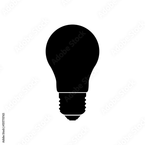 Silhouette of Flat black halogen lamp. Classical electric light bulb. Vector illustration