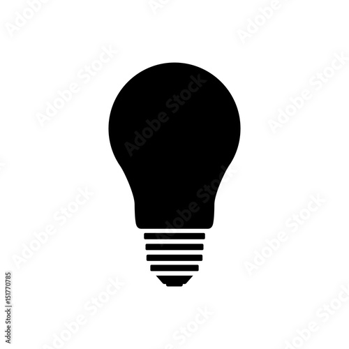 Silhouette of Flat black halogen lamp. Classical electric light bulb. Vector illustration