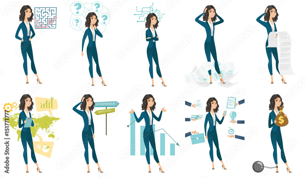 Vector set of illustrations with business people. Vector set of illustrations with business people.
