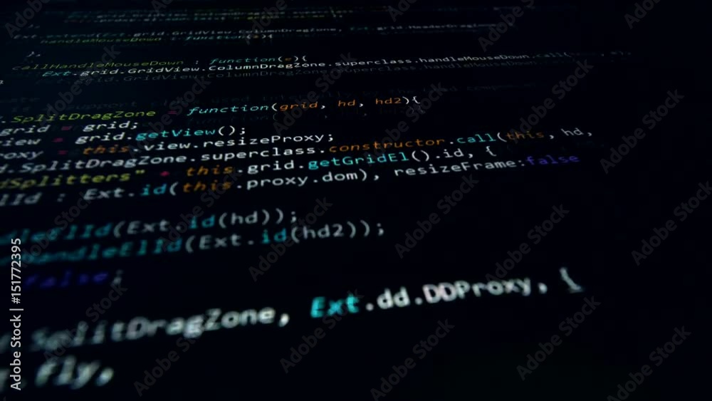 Source code on a hackers screen. 4K.