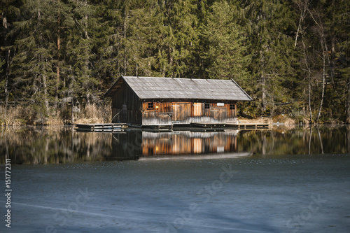 Hut At Frozen Lake, Austria