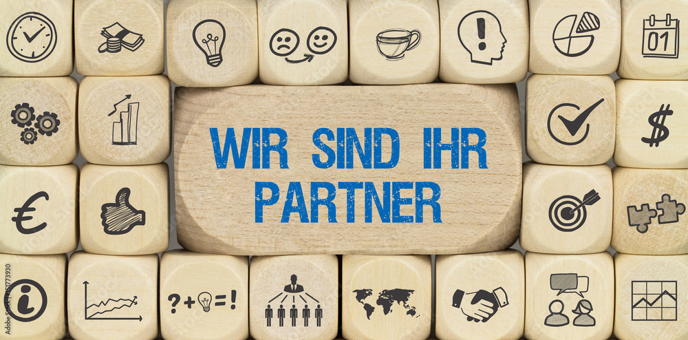 Wir sind Ihr Partner / Würfel mit Symbole Stock Photo | Adobe Stock