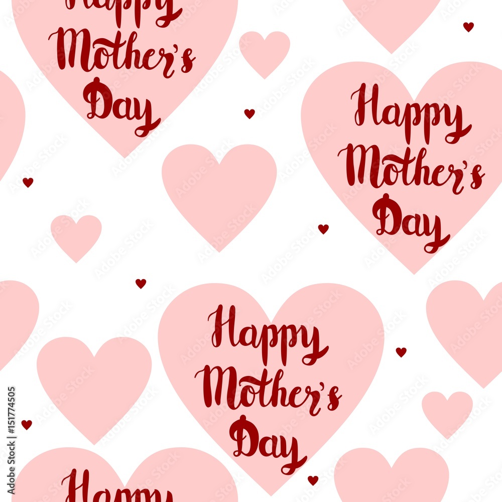 Happy Mother's Day. Handmade calligraphy seamless pattern.